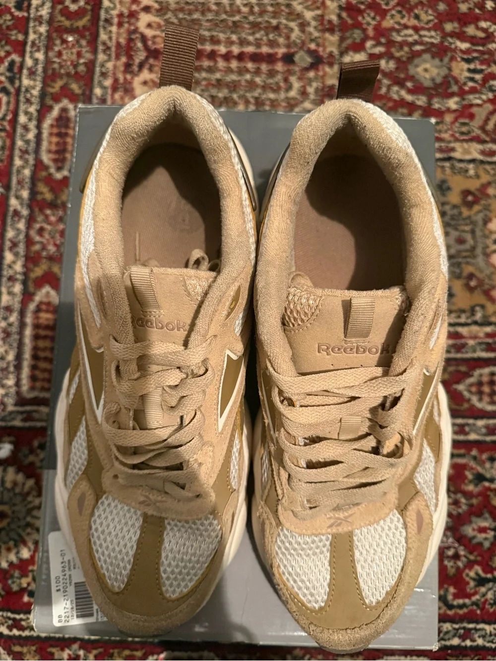Reebok Men's Beige, White & Brown Athletic Sneakers